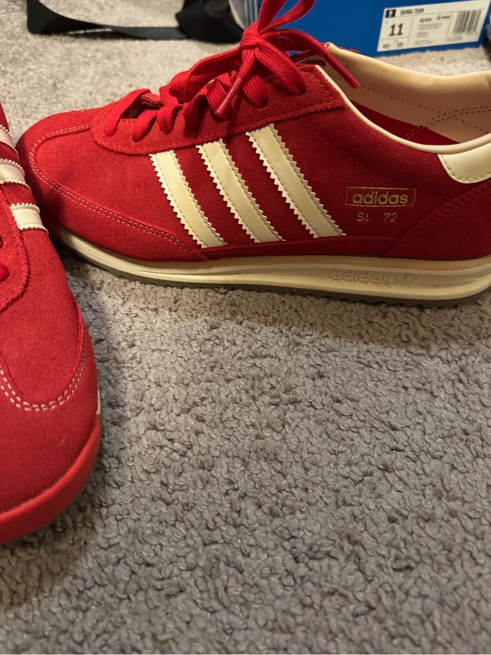 adidas SL 72 RS Red Suede Low-Top Sneakers with White Stripes